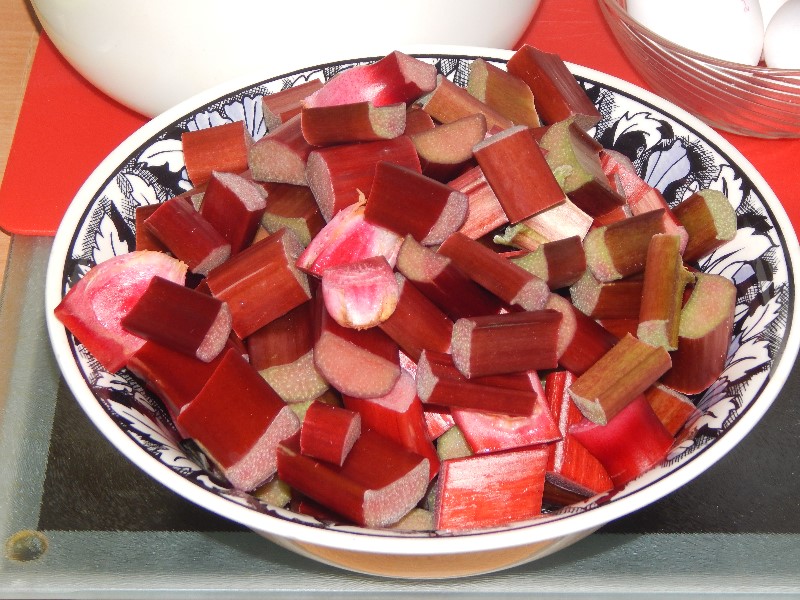 Rhabarber, gewaschen und kleingeschnitten