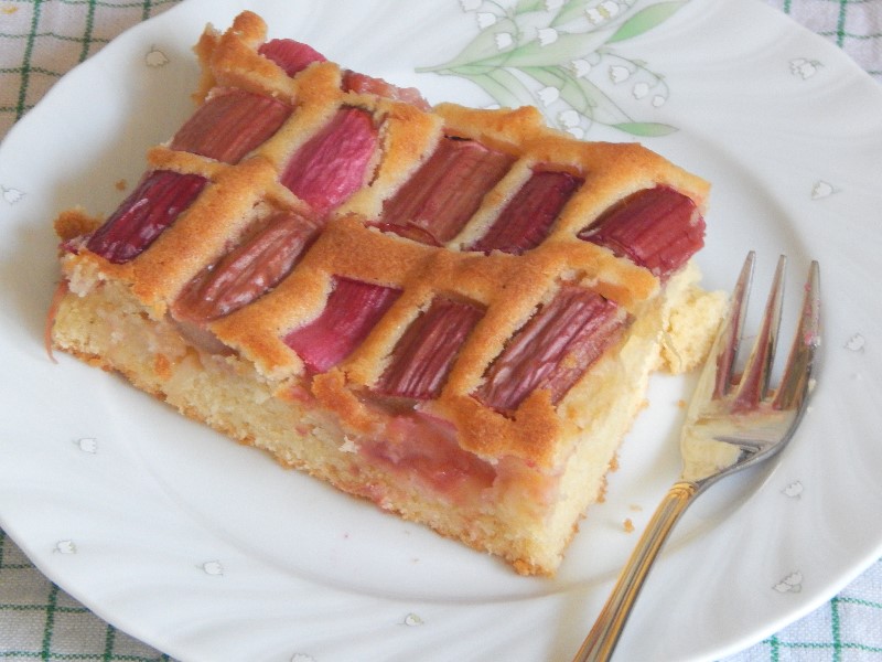Backen - Kuchen - Schneller Rhababerkuchen - Serviervorschlag