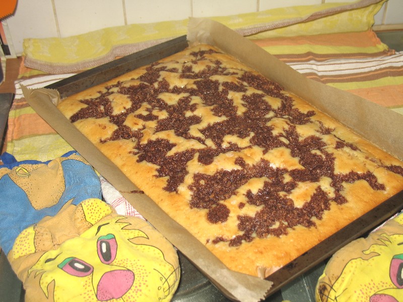 Blechkuchen mit Flecken